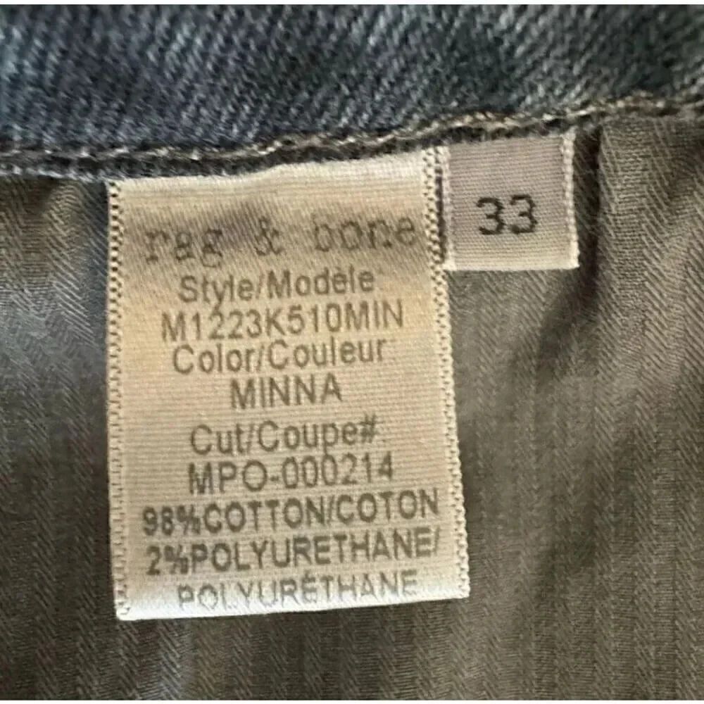 Rag & Bone Fit 2 - Minna Slim Fit Blue Black Stretch Jean SZ 33 #1979 - Picture 8 of 13